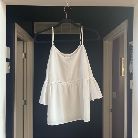 1. State White Off-Shoulder Flowy Top - Picture 1 of 5